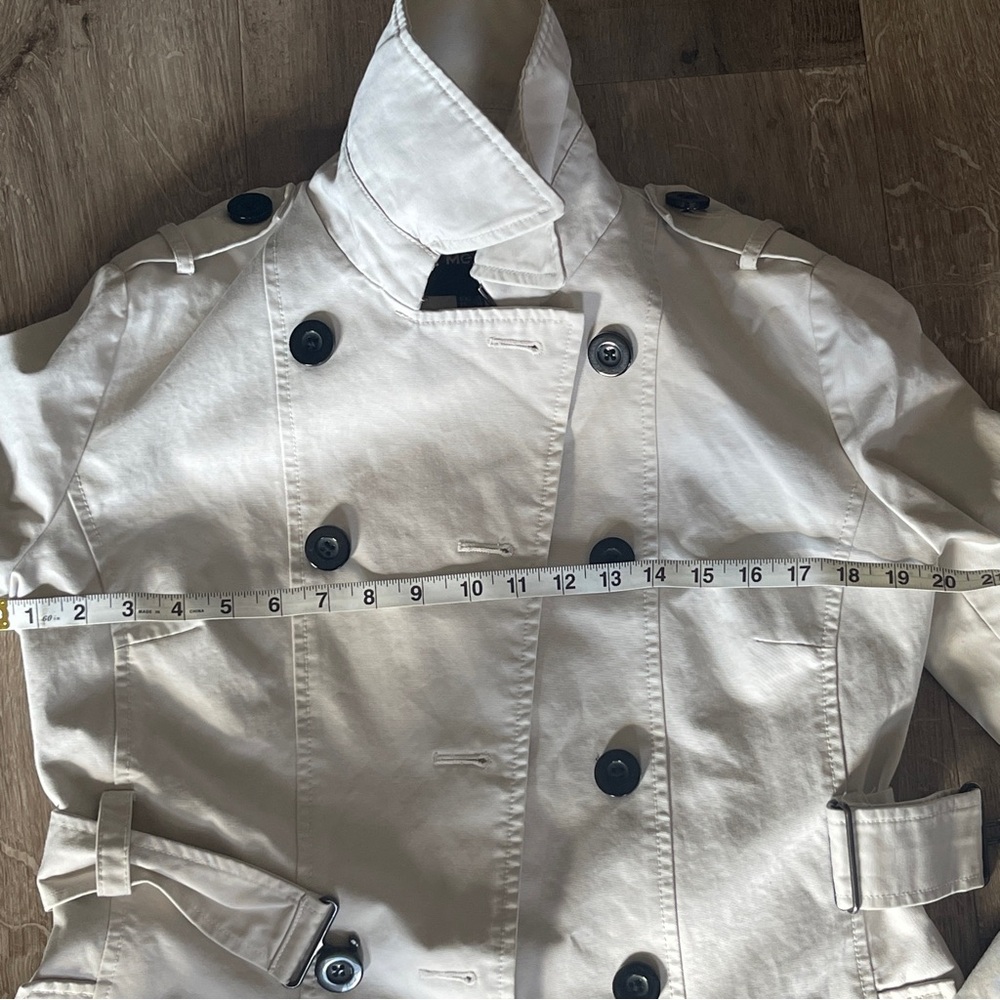 Mexx Cream Colored Lined Double Breast Trench Coat with belt Size 36 - Picture 16 of 16